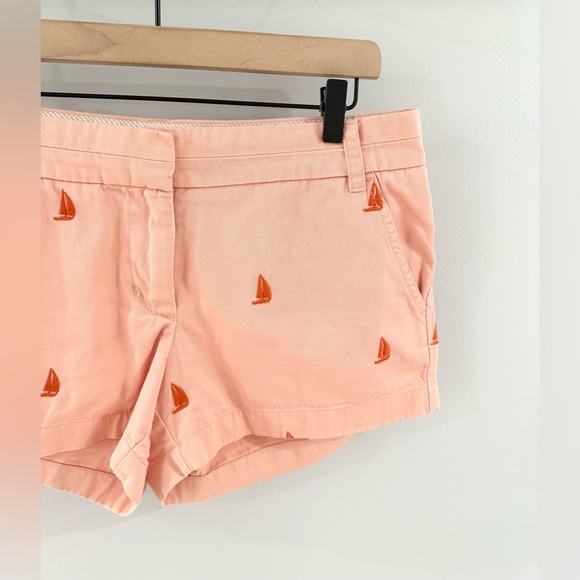 J. Crew Sailboat Embroidered Broken In Chino Shorts Orange Size 6 - Picture 5 of 8